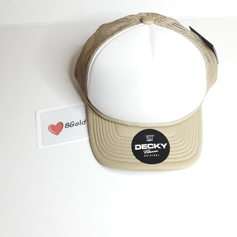Decky 210-KHA Two Tone Trucker Cap, Khaki/ White NWT